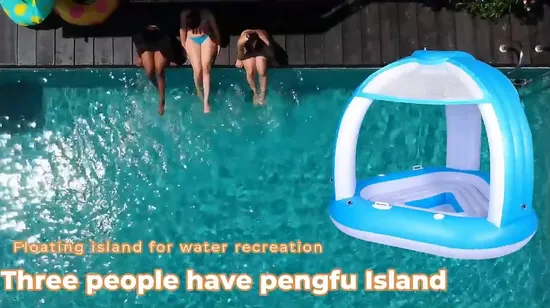 La piscine d'été de personnalisation joue l'île flottante de l'eau radeau gonflable de 4 personnes tropicales